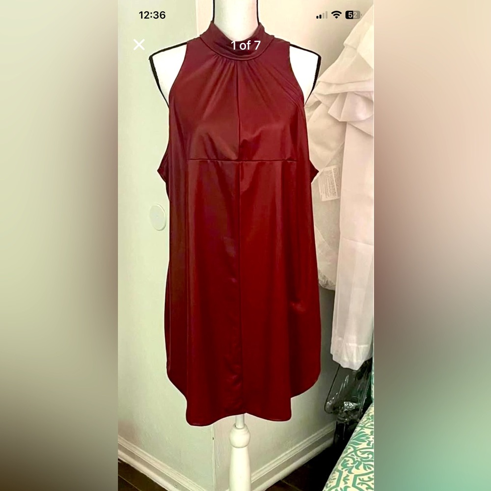 Deep Red PU Leather Dress
